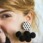 🍁2way ✌️ドット柄ポンポンフープピアス