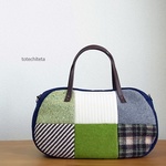 そらまめバッグ(wool patch - green x brown -)