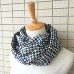 【在庫SALE】ダブルガーゼ＊スヌード  (千鳥格子  ネイビー&グリーン)