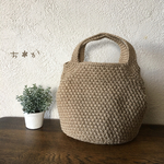 模様編みの麻ひもマルシェバッグ