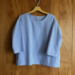 【risamama1128様専用ページ】Ｔシャツみたいなプルオーバー✿スリム7分丈　サックスブルーのストライプ