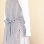 手刺繍エプロン・ニット帽子のひつじ（コットン・リネン）