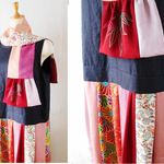SALE　着物リメイク　パッチワークドレスとスカーフセット　Ｓ～Ｍ