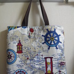 USA生地　世界地図柄トートバッグ