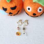 ［送料無料］Happy☆Halloweenイヤリング《ゴースト×ジャック・オー・ランタン》ハロウィン