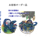恐竜ブローチ★ヴェロキラプトル&スピノサウルス