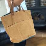 military twell  bucket tote bag camel