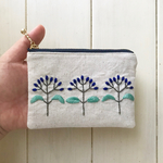 《再販》青い実ビバーナム刺繍のポーチ/生成り