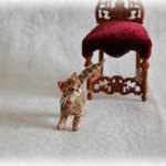 ミニチュア ベンガル 子猫 ドールハウスに 羊毛フェルト 