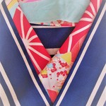 レトロ正絹半衿・紋縮緬「糸巻」