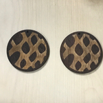 WOOD BROWN CIRCLE LEOPARD CHARM PARTS