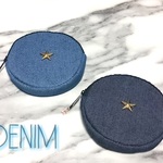 ただ今 送料無料【Denim Coin Case】Wスタッズ ／Indigo or LightBlue