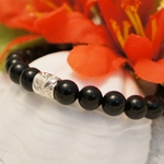 ストーンブレスレット(オニキス)(6mm・Silver)
