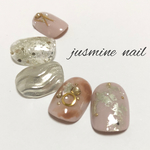 ニュアンス♡グレージュのミラーネイル