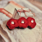 お花の刺繍バレッタ  赤い椿