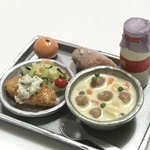 hand made ミニチュア ドールハウス なつかしい昭和の学校給食