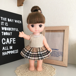 メルちゃん、ソランちゃんの服＊ワンピース&くるみボタンのヘアゴムセット