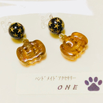 レジン ハロウィンパンプキン 黒 イヤリング ピアス