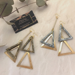 マーブル × ゴールド × アシンメトリー ピアス／イヤリング