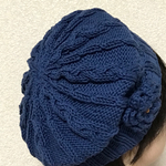 [コットン]ニットベレー帽   花ブローチ付き