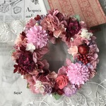 Wine rose *  Hydrangea * wreath ミ二リース ピンク  ギフト クリスマスリース *