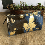 ハラコの長財布 ゴールドのラメ入り牛革の財布/LV-navy