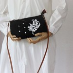 すずらんレース＊アップリケ＊ショルダーバッグ＊本革＊スパンコール＊クラッチバッグ
