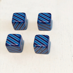 import square cube beads 4pc  14mm stripe navy blue