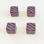 import square cube beads 4pc  14mm stripe black red white 