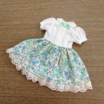 リカちゃんサイズ  襟付きパフ袖ワンピース ブルー 