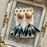 ブルー系布製タッセル✱秋ピアス