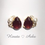 ＊ダークレッド＊ティアドロップ ピアス／イヤリング