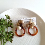 [再販]べっ甲circle×natural mix pearl:ピアスorイヤリング