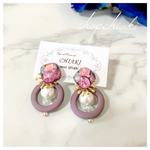 2way k16gpピアス ピンク紫陽花×グレースクエア