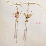 折り鶴のピアス／イヤリング 白