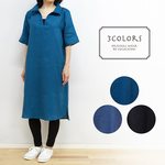 リネンスキッパーワンピース五分袖通販 春夏物