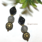 300円☆柄入コイン(ブラック)☆菱形ブラックのピアス/イヤリング