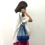 たっぷり入る 丸底巾着バッグcol.ターコイズ
