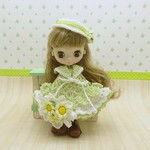 プチブライス☆若草色のワンピースとお花セット