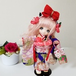 オビツ11中振り袖🌷桔梗の舞い🌷特別感謝を込めた作品を低価格にてご提供致します。❗送料無料❗販売は今しばらくお待ち下さい🙏