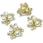 4個 センターパーツ 22mm パールとスクリューしべの花芯デコパーツ