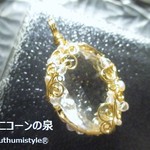 ヒマラヤ産水晶・ファセットカットペンダント（ワイヤージュエリー☆ワイヤーアクセサリー☆ワイヤーラッピング天然石ネックレス）