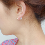 小さなスワロとマットパールキャッチのピアス