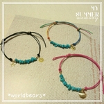 ☆人気☆* ☆セミオーダー☆＊*♡選べるカラー＆チャーム♡ターコイズ＊コードブレスレット＊*＊*