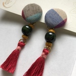 くるみボタンのイヤリング