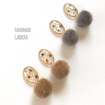 ファーボール&オーバル（ベルベット）♡ピアス/イヤリング
