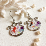 ミニチュア金魚と紫陽花のピアス