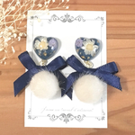 リボン❁ファーのお花イヤリング/ピアス