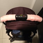【再販】ピンクのシンプルリボンと水彩風ドットのベビーカー ハンドルカバー (肩紐カバー 持ち手カバー チャイルドシート)