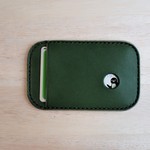 選べるステッチ　suica パスケース　定期入れ　牛革　緑